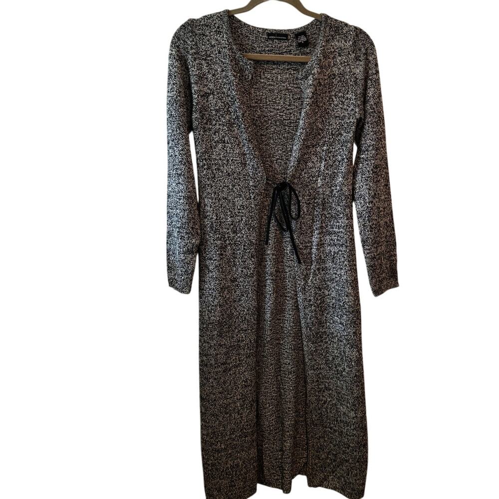 Moda International Silk Blend Suede Tie Front Long Knit Duster Women's Size S